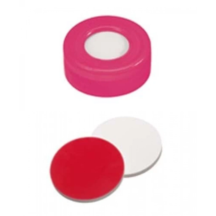 Septa 11mm, Pembe - Orta Delikli, Yumaşak Versiyonu - Silikon Beyaz/Ptfe Kırmızı, 45° Shore A, 1.3mm 100 Adet
