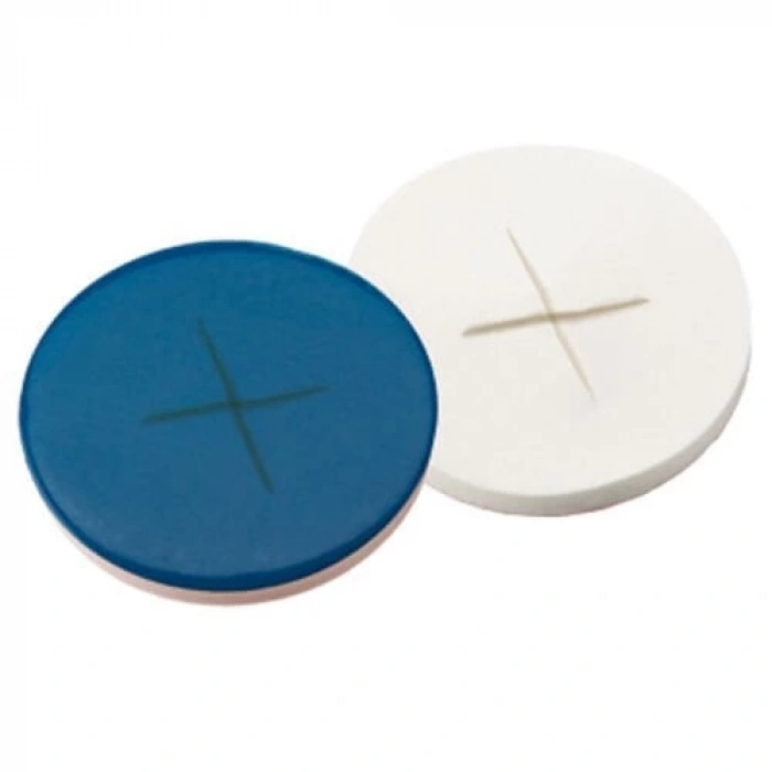 Septa 12mm, Silikon Beyaz/Ptfe Mavi, 55° Shore A, 1.5mm, Yarık - Silanlanmiş 100 Adet