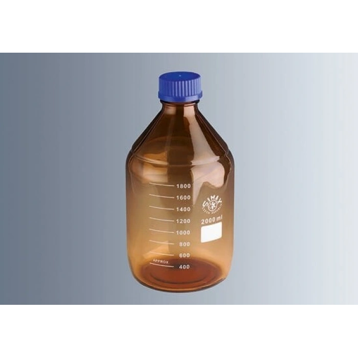 Şişe, Cam Payreks, Otoklavlanabilir, Mavi Kapaklı, Amber, 50 ml