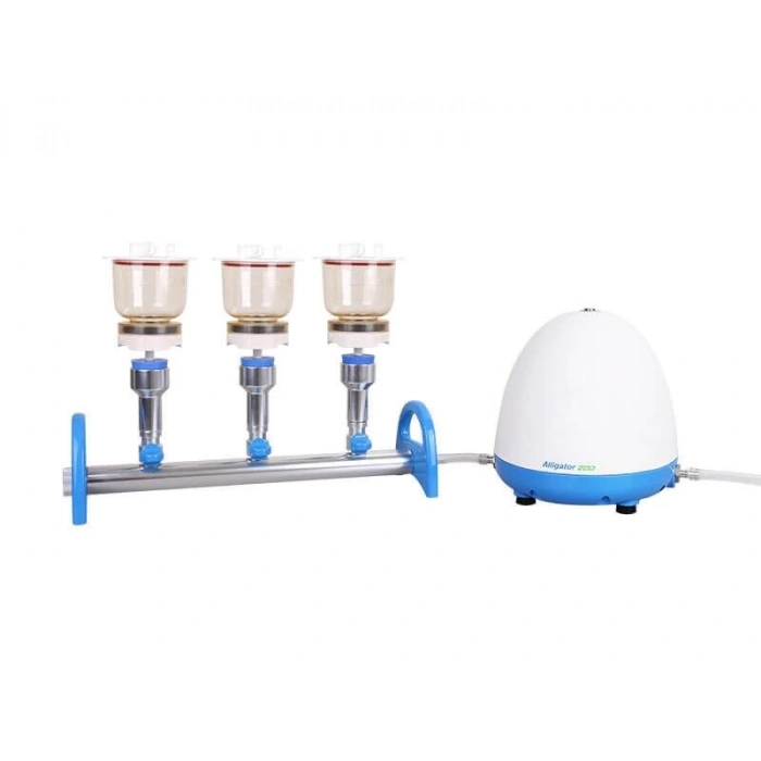 Vakum Filtrasyon Sistemi, Alüminyum 3lü Manifold, Manyetikik Huni Adaptörü Dahil, Hunileri Hariçtir; LF 3 ( 300 ml ) ve LF 5 ( 500 ml ) PES Huniler; MF 3 ( 300 ml ) ve MF 5 ( 500 ml ) Manyetikik Huniler İçin Uygundur