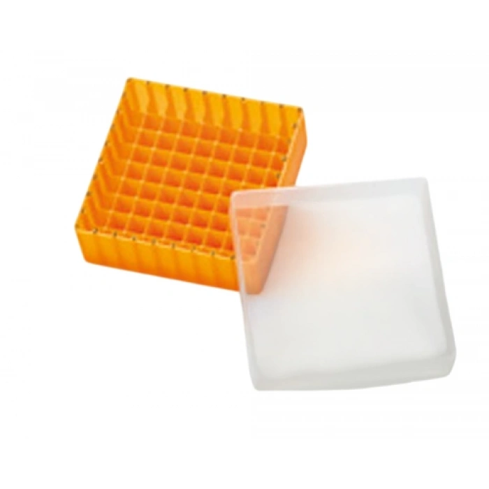 Vial Saklama Kutusu Pp, 1,5ml, 1,8ml Ve 2ml Vial İçin, Turuncu, Kapak İle (130 X 130 X 45mm) 1 Adet