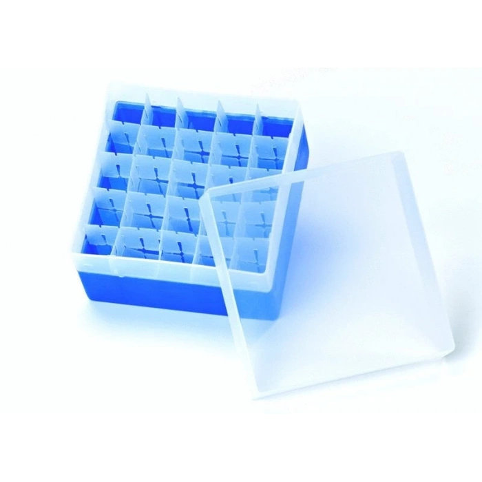 Vial Saklama Kutusu Pp, 5ml, 10ml Ve 20ml Vial İçin Uygun, Mavi, Kapak İle (130 X 130 X 102mm) 1 Adet