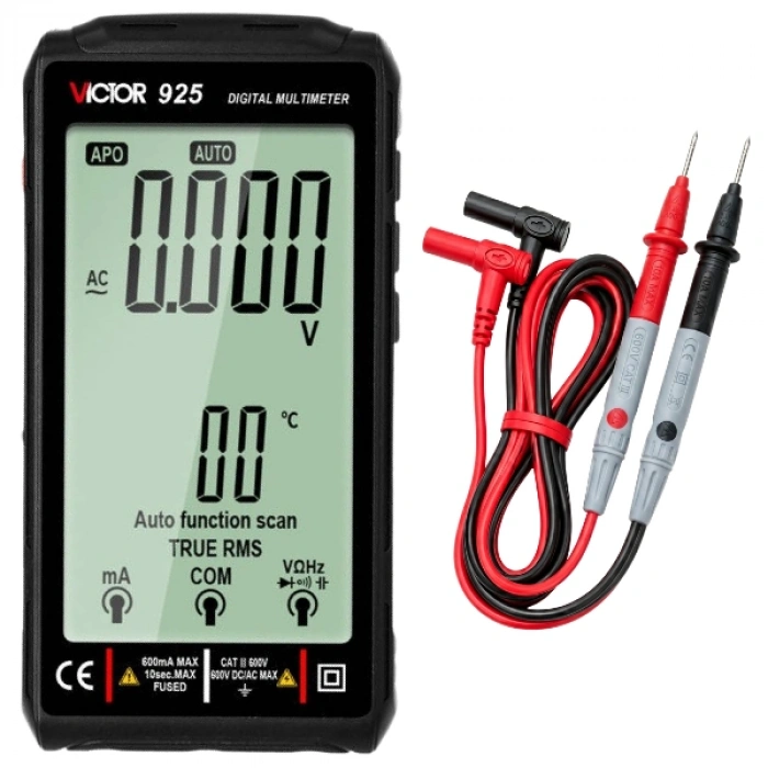 Victor 925 Büyük Ekranlı True RMS Akıllı Dijital Multimetre
