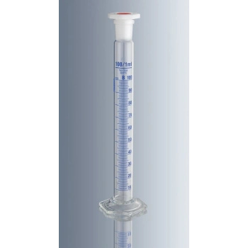 Mezür, Karıştırma için, Cam, B Sınıfı, Uzun Form, Mavi Renk Taks,matlı, Kapaklı, 50 ml