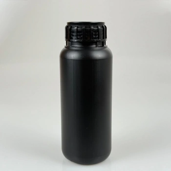 BIODAKS Plastik Yuvarlak Şişe 1000 ml Siyah - Kapaklı 10 Adet