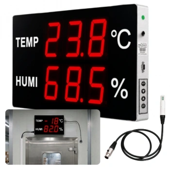 Huato CableSense-50 Kablolu Ekstra Büyük Sıcaklık Nem Göstergesi | 3 m Sensörlü | 12,5 cm Rakam