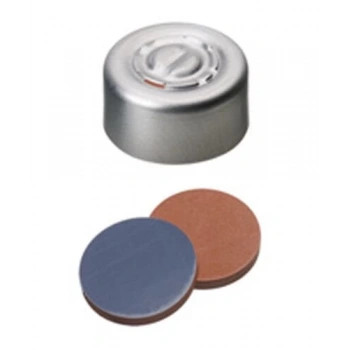 Kapak 13mm, Alüminyum, Şeffaf Lake, Ortadan Çikaribilir, Butyl Kırmızı/Ptfe Gri, 55° Shore A, 2.0mm 100 Adet