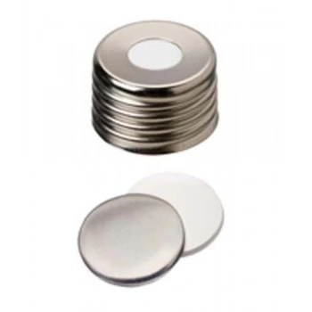 Kapak 18mm, Manyetikik, Vidalı, Üst Açık, Silikon Beyaz/Alüminyum Folyo Gümüş, 50° Shore A, 1.3mm 100 Adet