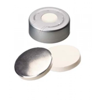 Kapak 20mm, Alüminyum Headspace, Orta Delikli, Silikon Beyaz/Aluminium Foil Silver, 50° Shore A, 3.0mm 100 Adet