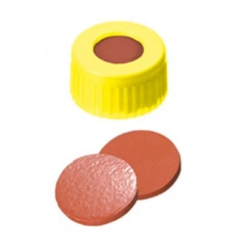 Kapak 9mm, Pp, Sarı, Orta Delikli, Ptfe Virginal, Natural Kauçuk Kırmızı-Turuncu/Tef Şeffaf, 60° Shore A, 1.0mm 100 Adet