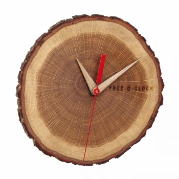 Meşe ağacından yapılmış analog duvar saati TREE-O-CLOCK
