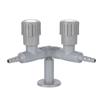 Tezgah Üstü Çift Çıkışlı Gaz Musluğu 90°