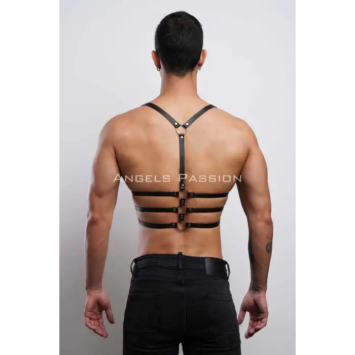 3 Sıralı Erkek Göğüs Harness, Şık T-Shirt Üzeri Aksesuar - APFTM107