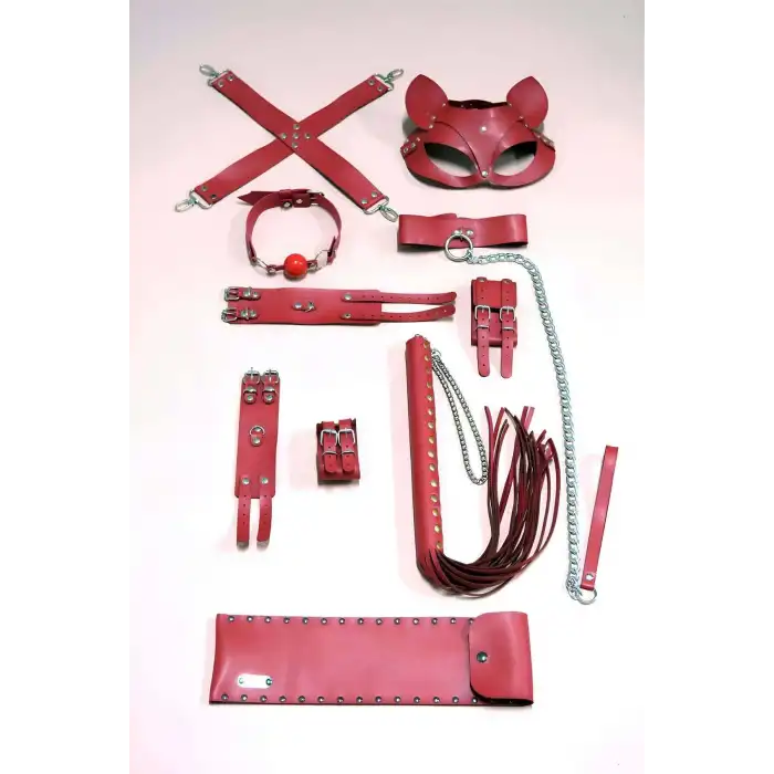 7li Fantezi Kırbaç Kelepçe Set, Kelepçe Takım, Ayak Kelepçesi, Kedi Maskesi - APFT1309