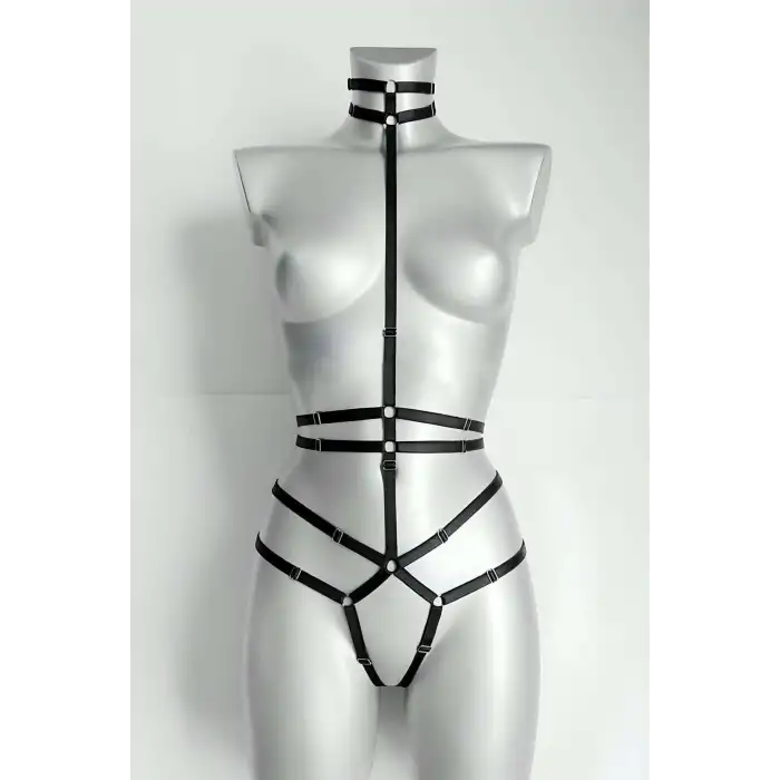 Ağ Kısmı Açık Seksi Jartiyer Harness - APFT370