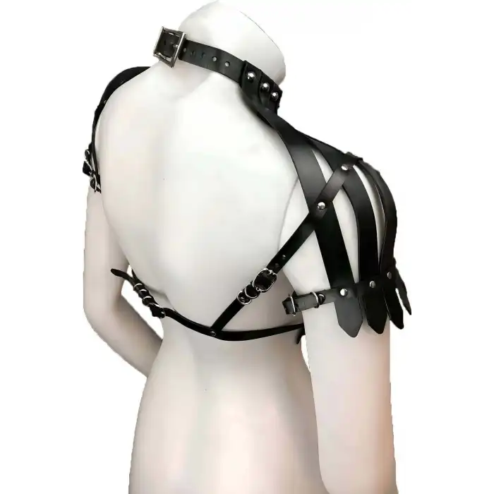 Arkası Açık Deri Crop Büstiyer Harness - APFT1257