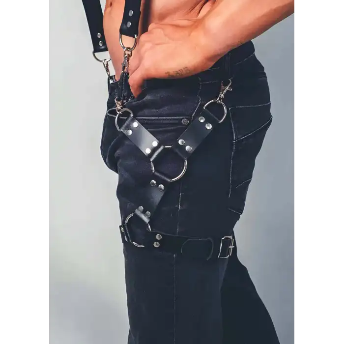 Bacağı Saran Seksi Deri Harness - APFTM51