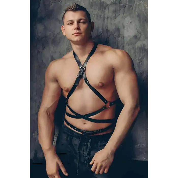 Bele Dolamalı Deri Erkek Fantazi Giyim - APFTM18