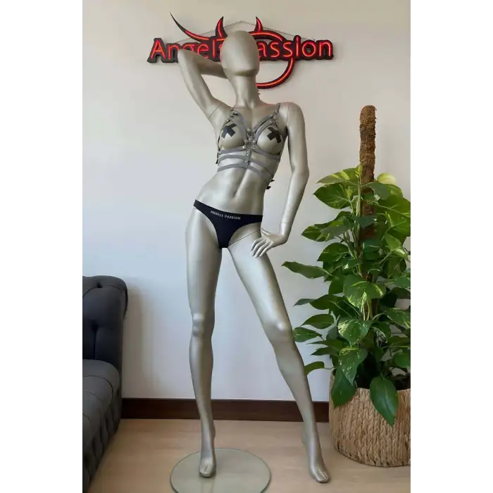 Beyaz Reflektörlü Erotik Giyim Göğüs Üzeri Harness - APFT296