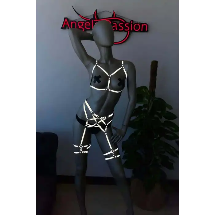 Beyaz Reflektörlü Harness Özel Jartiyer Takım - APFT289