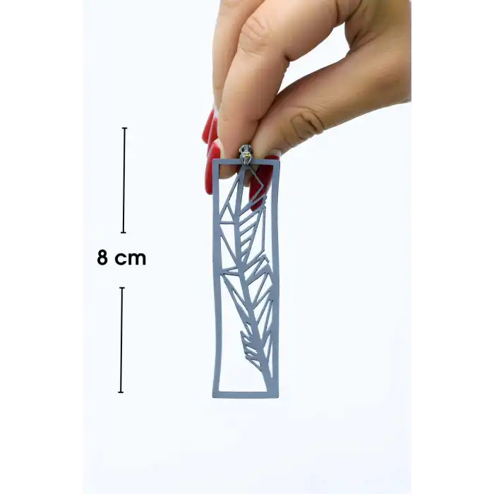 Beyaz Reflektörlü Kuş Tüyü Küpe, BohemTasarım Lazer Kesim Küpe - APBJ025
