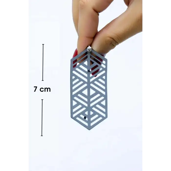 Beyaz Reflektörlü Modern Geometrik Küpe, Şık Lazer Kesim Küpe - APBJ015