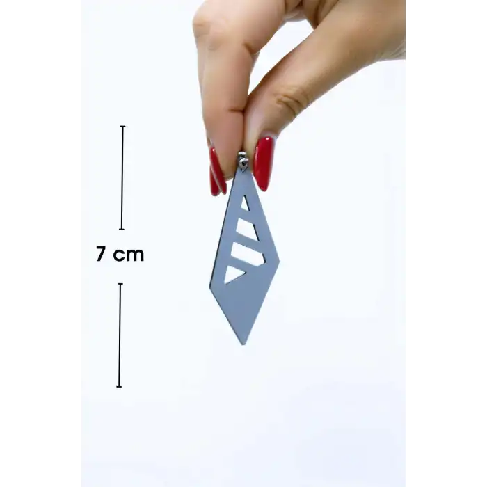 Beyaz Reflektörlü Prizma Küpe, Şık Lazer Kesim Küpe - APBJ011