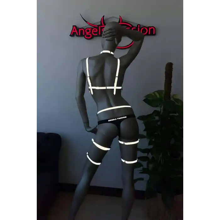 Beyaz Reflektörlü Püsküllü Sütyen Jartiyer Takım - APFT447