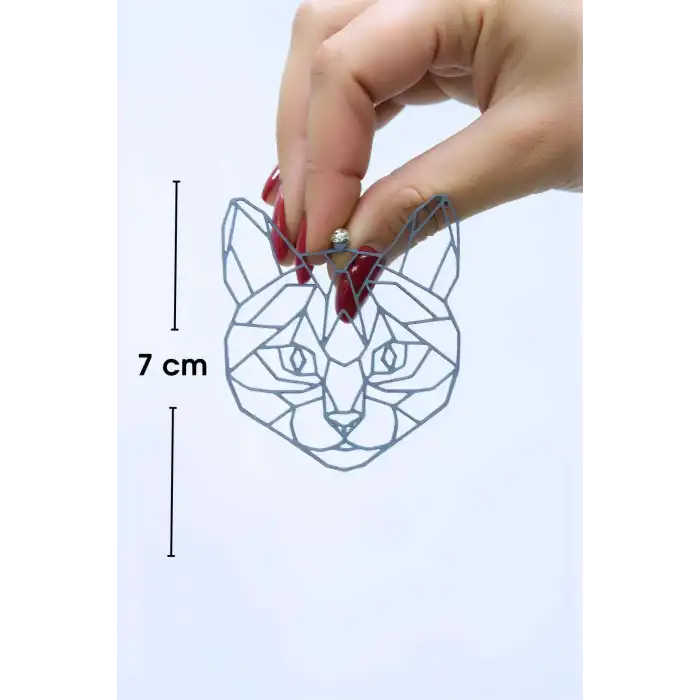 Beyaz Reflektörlü Soyut Kedi Yüzü Küpe, Şık Lazer Kesim Küpe - APBJ017