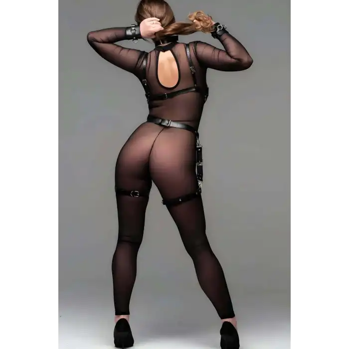 Bileklikli Fantazi Ağsız Deri Jartiyer Takım Harness - APFT1192