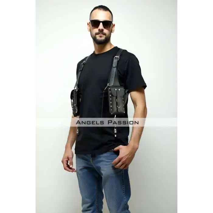 Çantalı Şık Erkek Harness, Holster Bag, Leather Holster Bag - APFTM235
