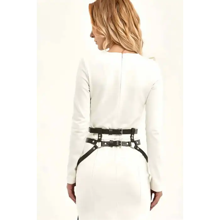 Çift Sıra Belden Bağlanan Ayarlanabilir Püsküllü Deri - APFT645