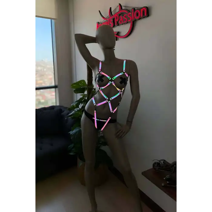 Dansçı Kıyafetleri - Karanlıkta Parlayan Reflektörlü Body Harness