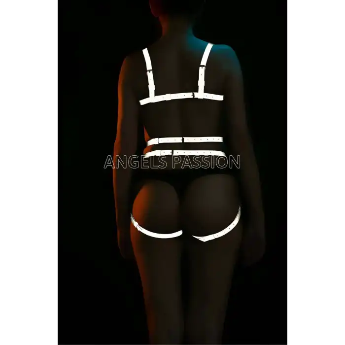 Dansçılar İçin Karanlıkta Parlayan Seksi Harness Takım - APFT453