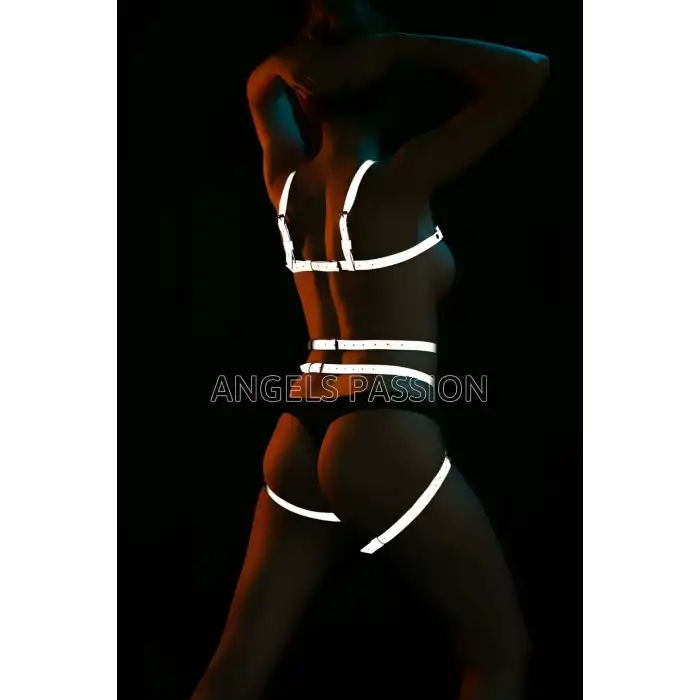 Dansçılar İçin Karanlıkta Parlayan Seksi Harness Takım - APFT453