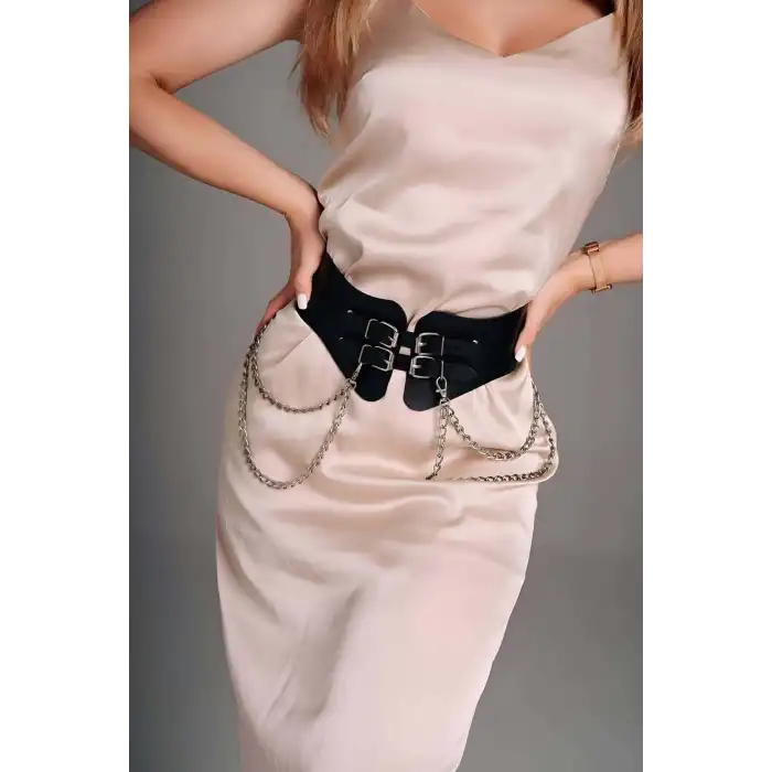 Deri Elbise Kemeri, Zincirli Tayt Üzeri Kemer - APFT1274