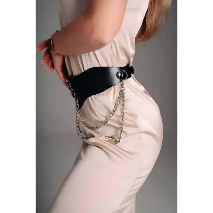 Deri Elbise Kemeri, Zincirli Tayt Üzeri Kemer - APFT1274