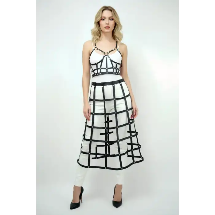 Deri Etek ve Deri Göğüs Harness Takım, Cosplaywear - APFT1013