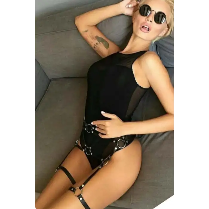 Deri Fantezi Jartiyer Harness - APFT725