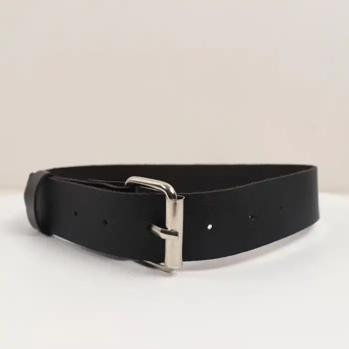Deri Fırfırlı Choker Harness Kolye Siyah