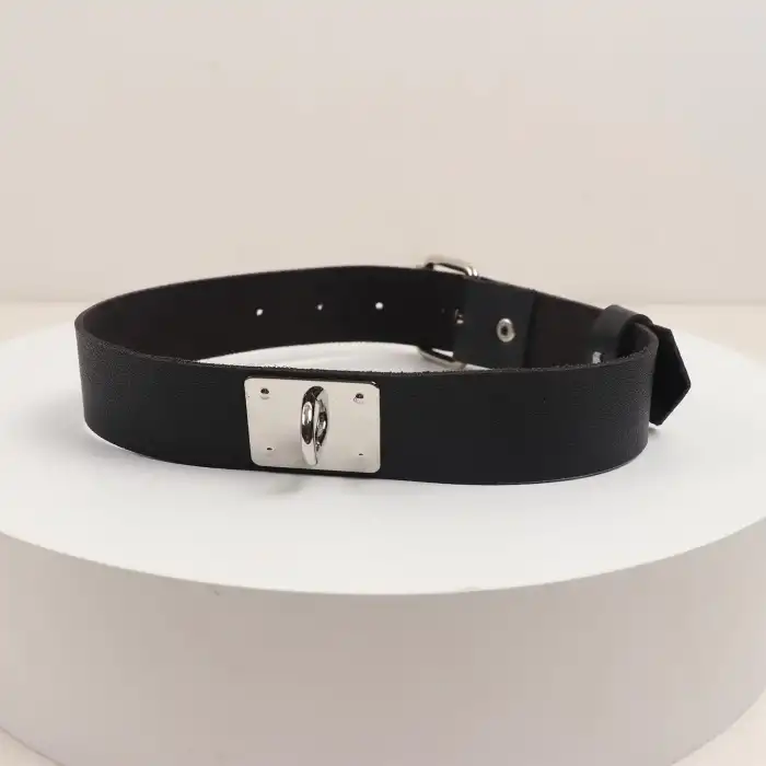 Deri Fırfırlı Choker Harness Kolye Siyah