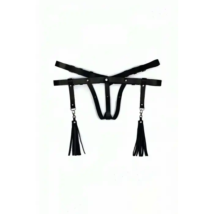 Deri İç Giyim Püsküllü Tanga Harness - APFT439