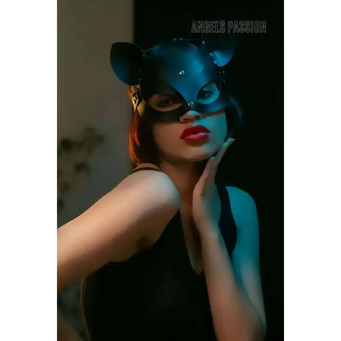 Deri Kedi Maskesi - Deri Maske - Seksi Maske - APFT558