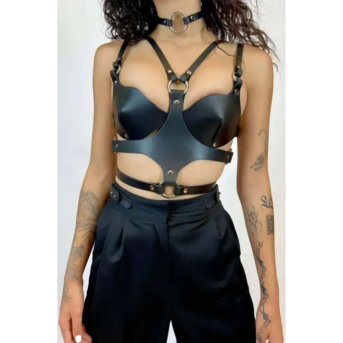 Deri Sütyen, Choker ve Göğüs Harness, Tarz Festival Giyim Ürünleri - APFT1296