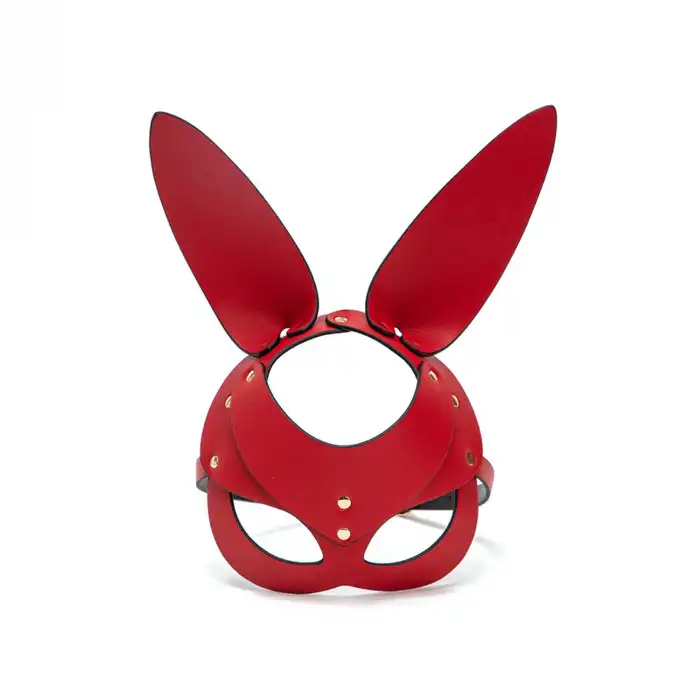Deri Tavşan Maske Kırmızı