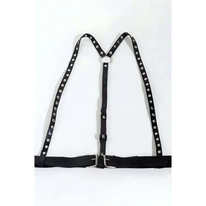 Elbise Üzerine Sık Siyah Deri Kemer - APFT817