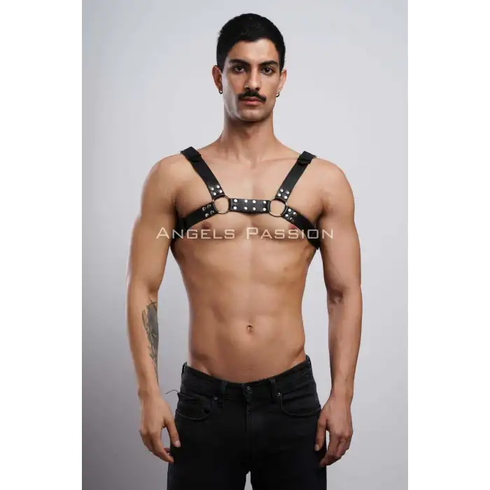 Erkek Deri Fantazi Göğüs Harness - APFTM8