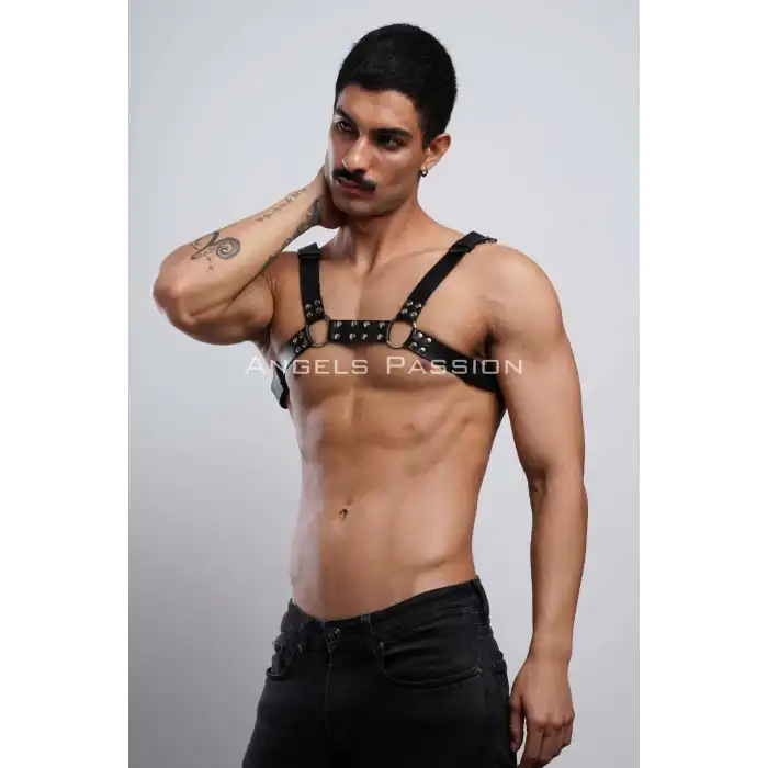 Erkek Deri Fantazi Göğüs Harness - APFTM8