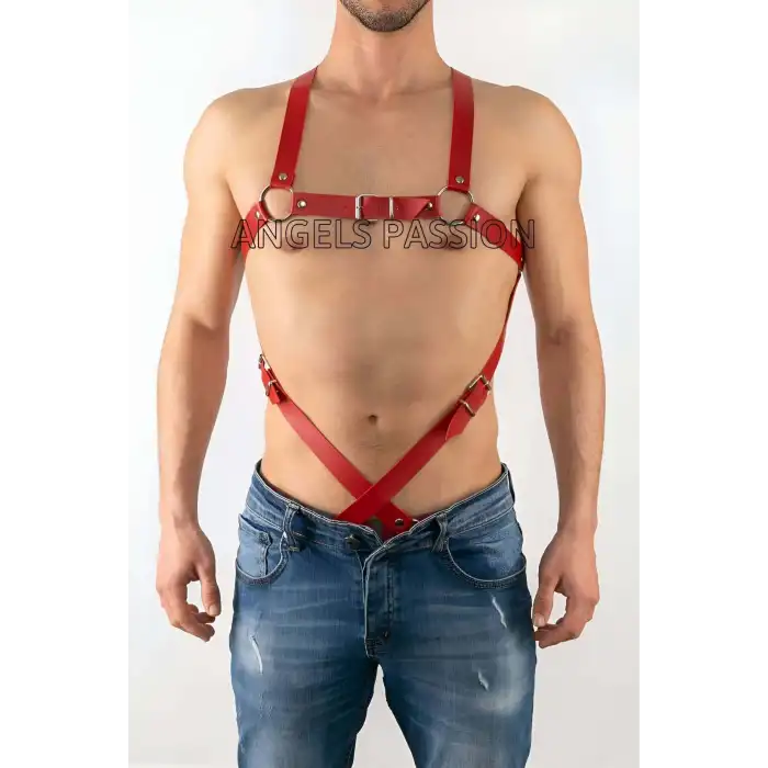 Erkek Fantazi Giyim, Deri Erkek Harness - APFTM4