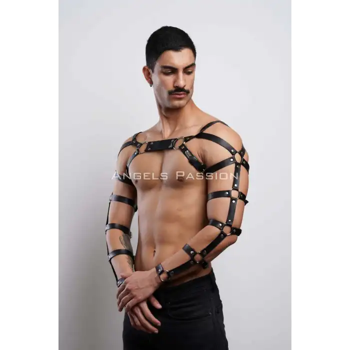 Erkek Fantazi Giyim Deri Kol ve Göğüs Harness - APFTM5